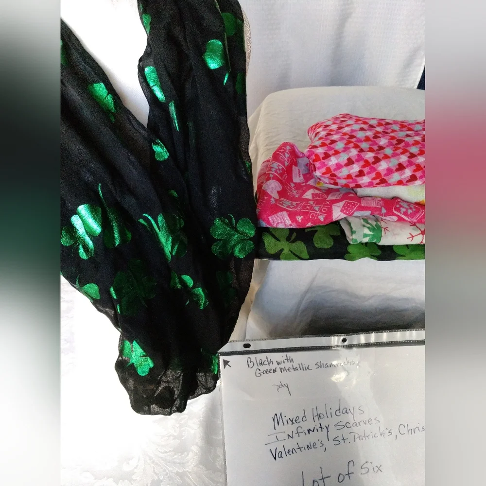 Holiday Infinity Scarf Scarves Lot of 6 Collection Bundle Holidays